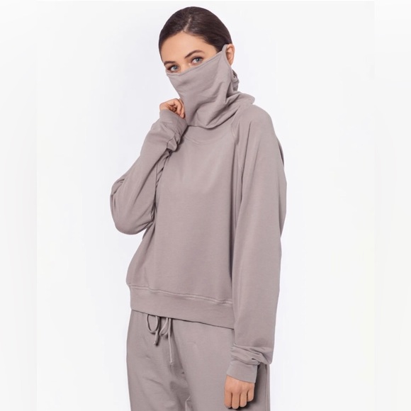 🍂 BAM BY BETSY & ADAM Womens Gray With Built-in Mask Long Sleeve Sweater S - Picture 2 of 2
